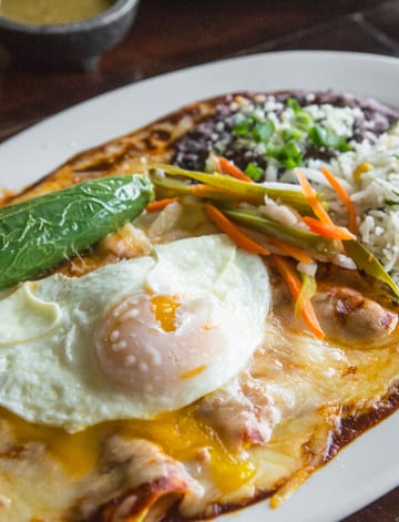 Enchiladas with a fried egg at Eldorado Cafe