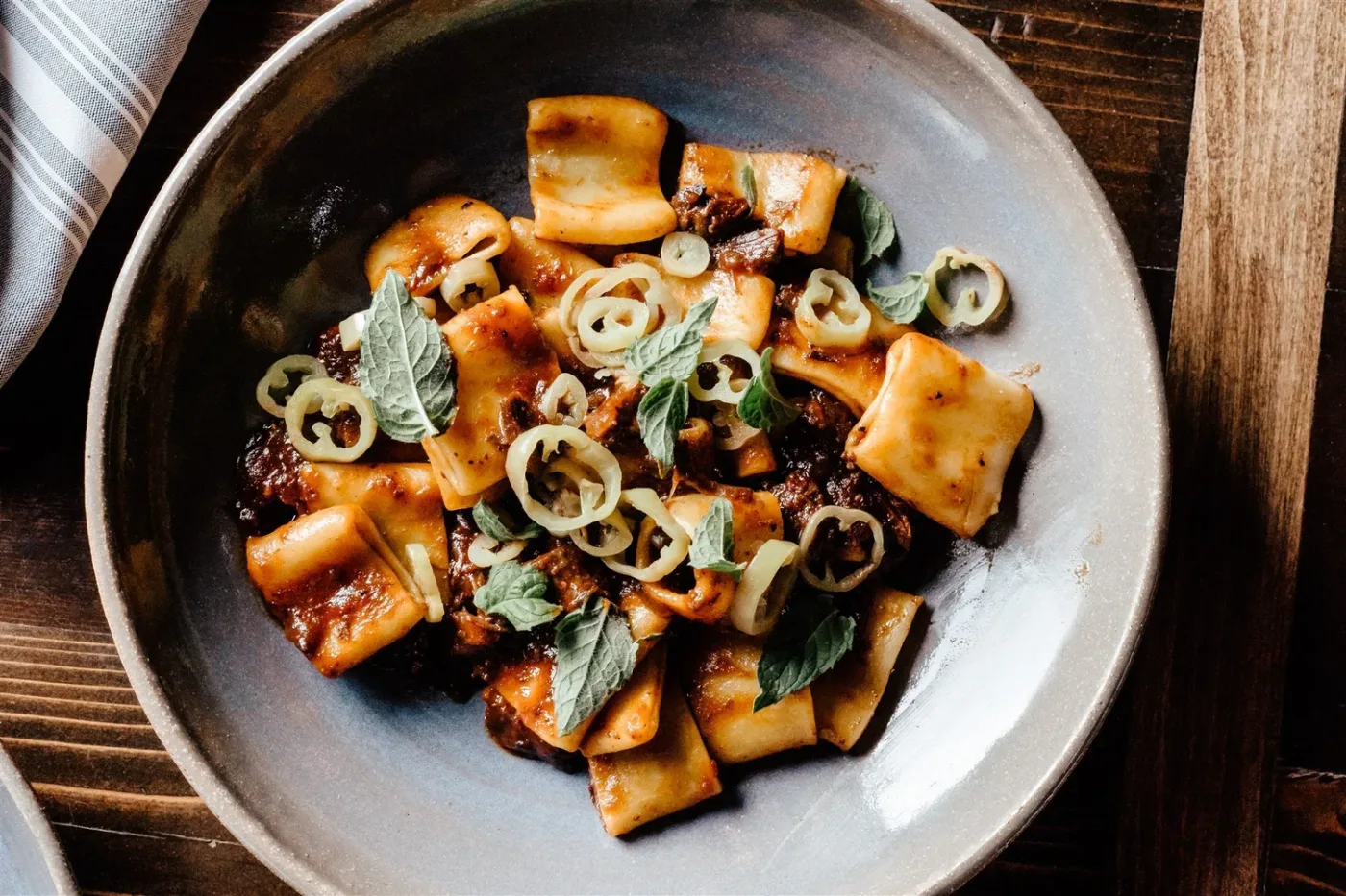 Pasta and herbs at Intero restaurant