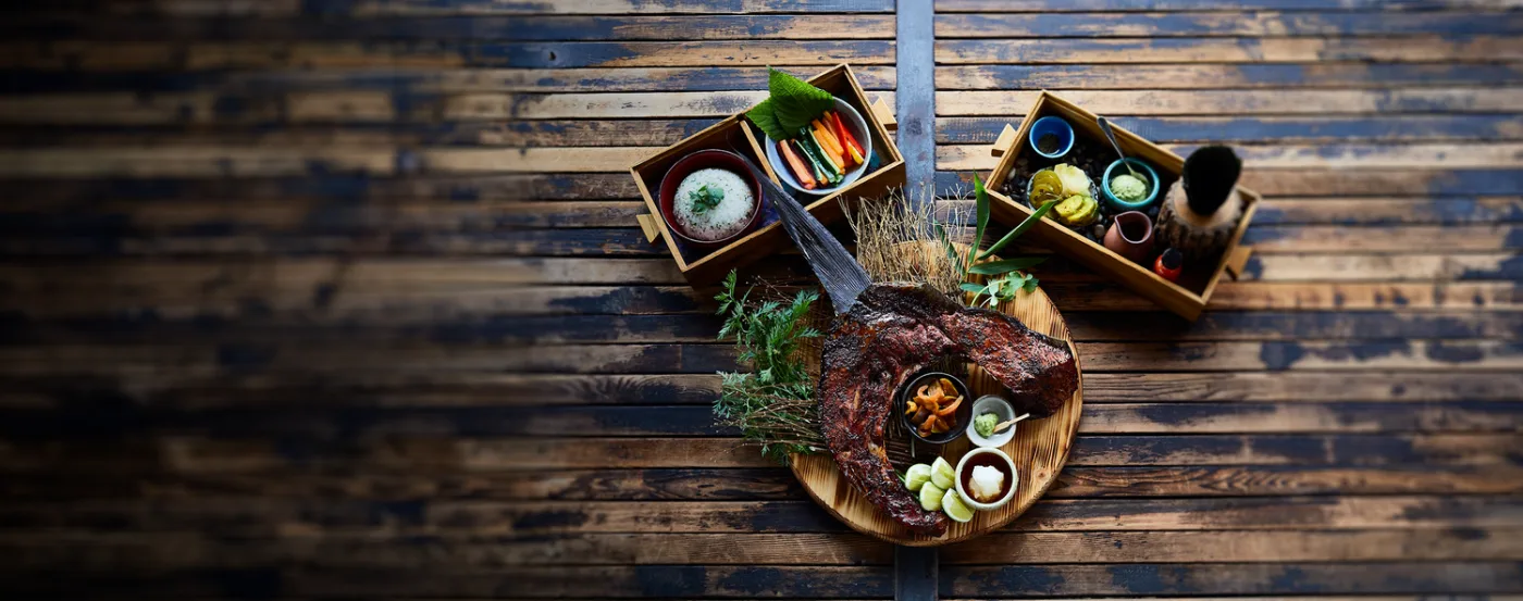 Grilled fish with Japanese side dishes at Kemuri Tatsu-ya