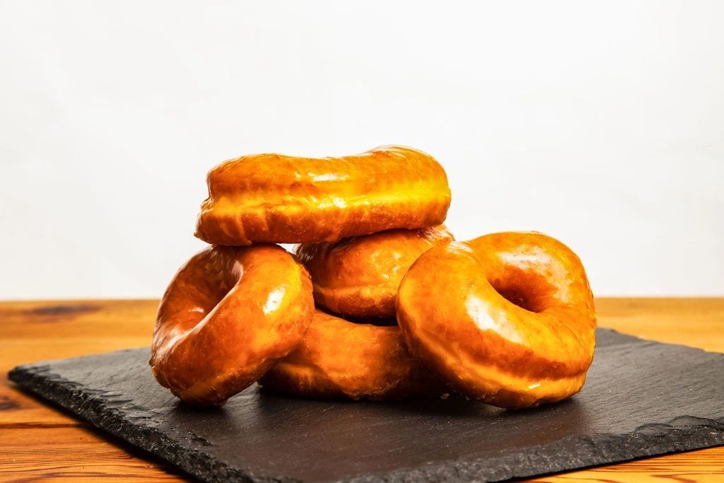 Golden glazed doughnuts from Round Rock Donuts