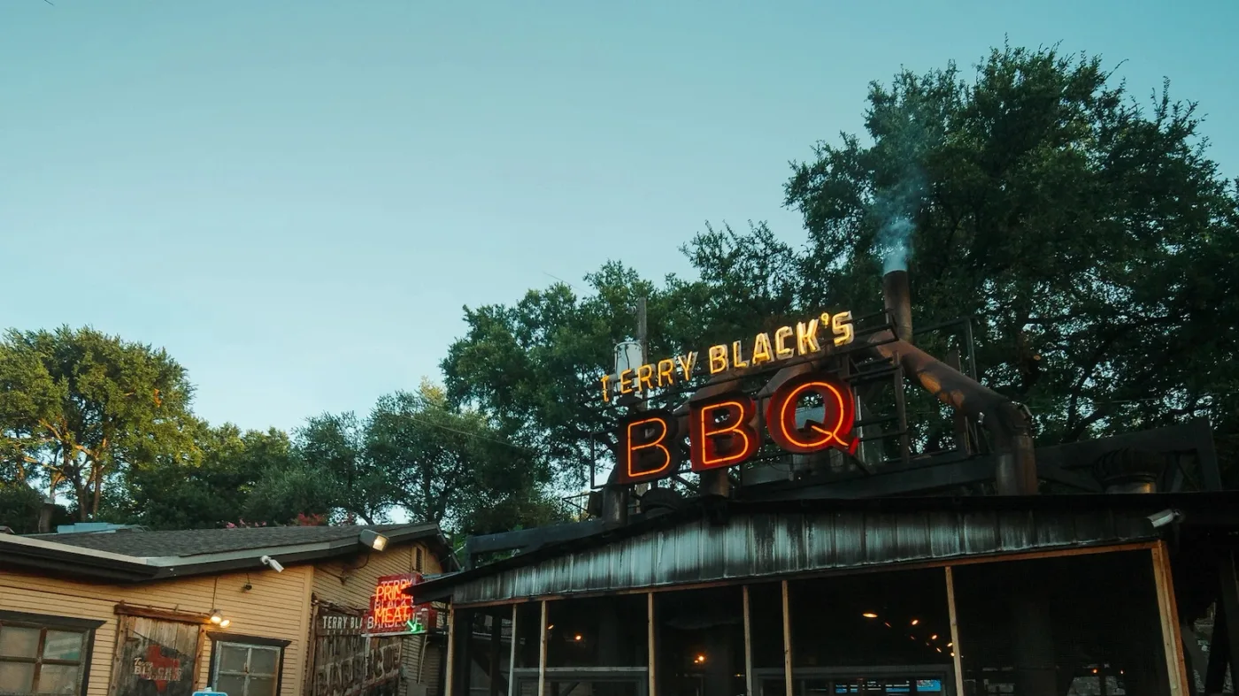 Terry Black’s Austin restaurant exterior on Barton Springs Road