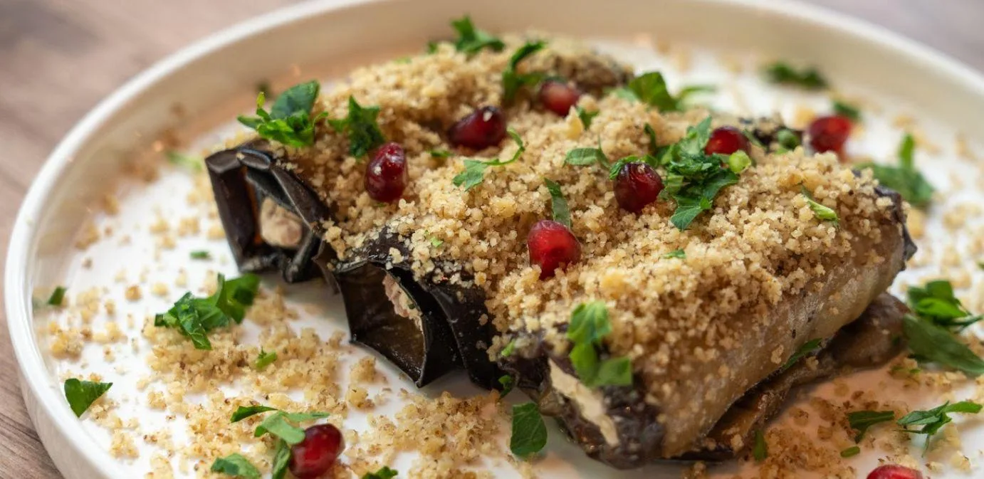 Eggplant with walnut filling at Sami Sumeli