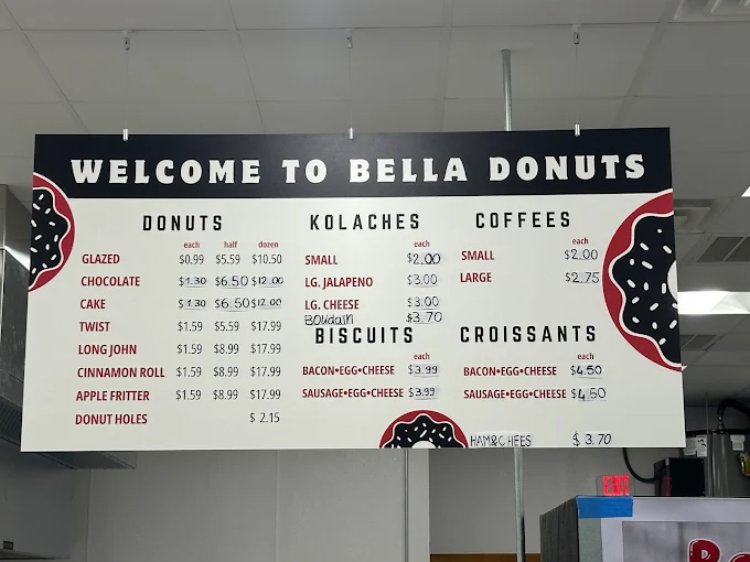Published menu for Bella Donut; open the source link for the full menu