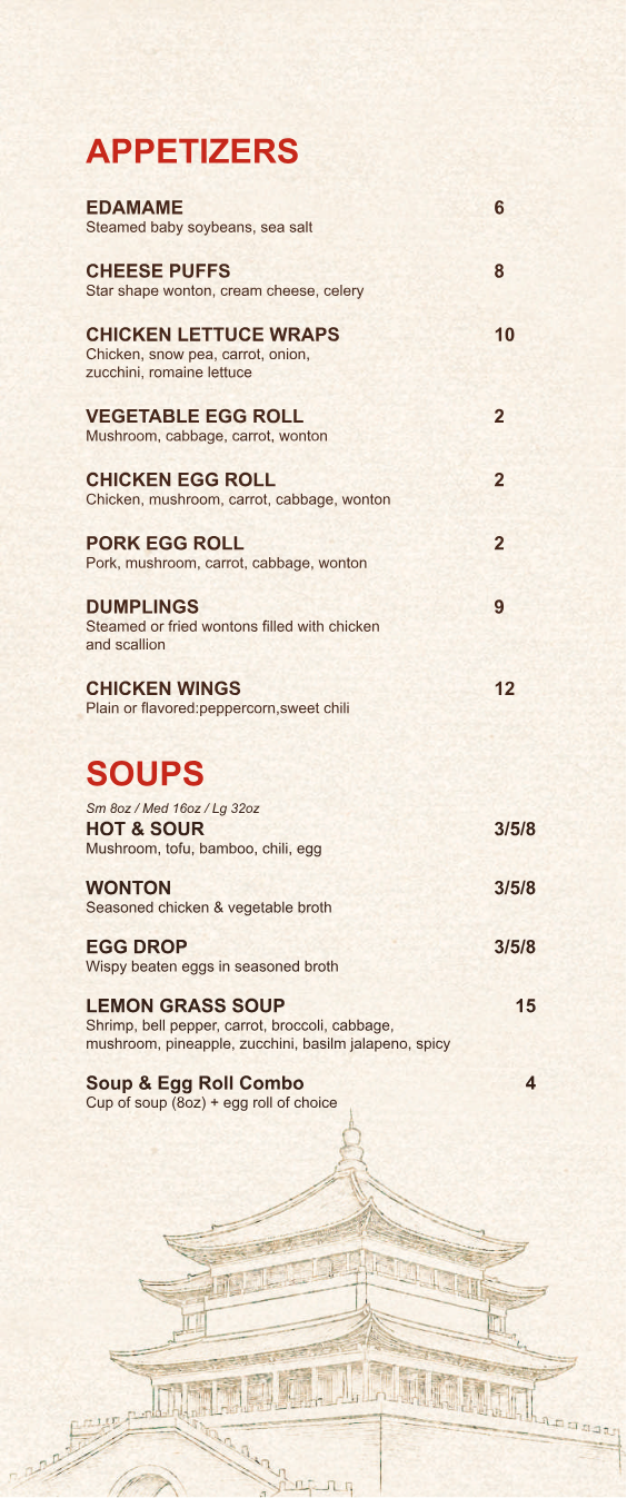 Published menu for Little Beijing Restaurant; open the source link for the full menu
