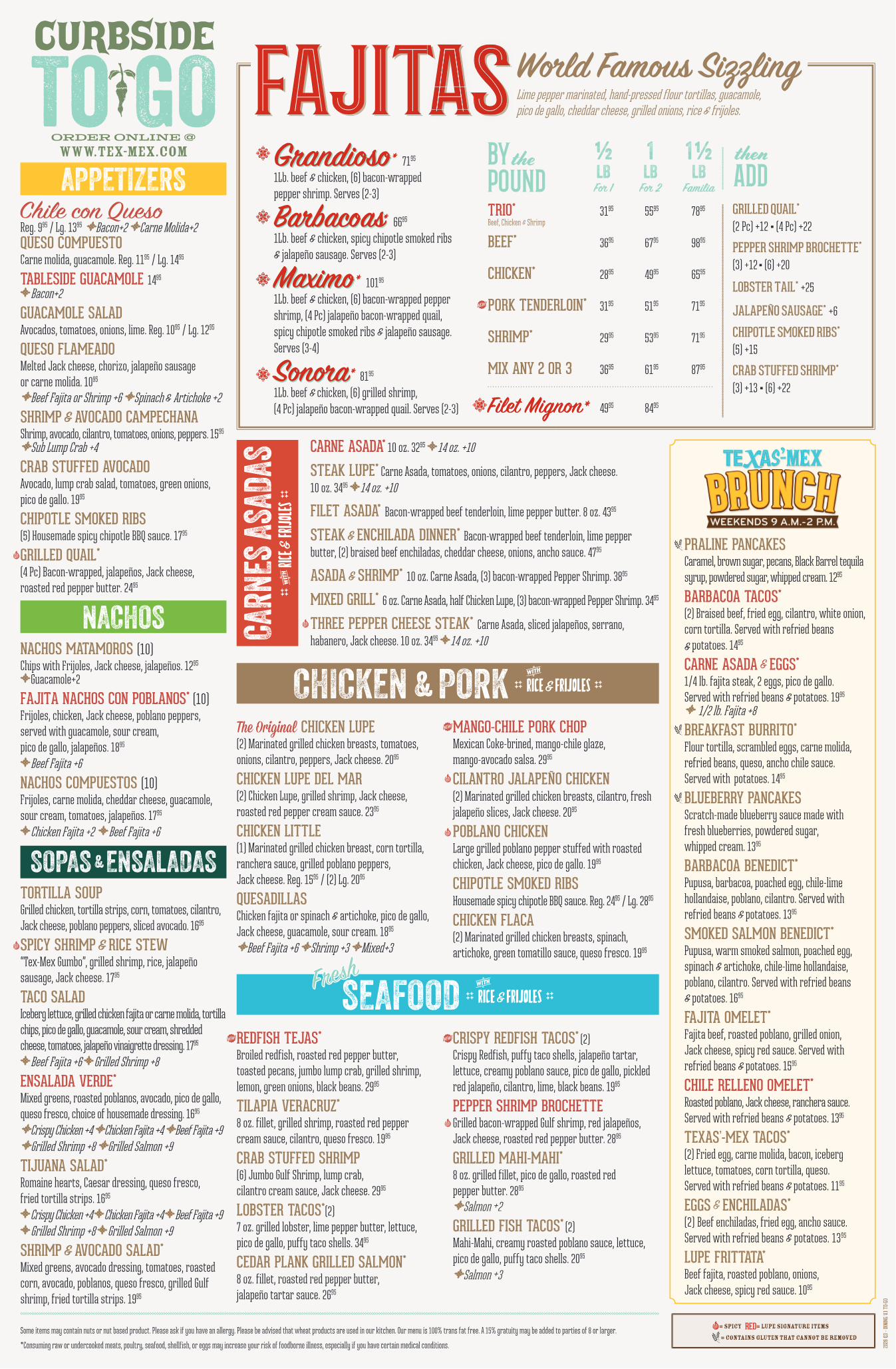 Published menu for Lupe Tortilla Mexican Restaurant; open the source link for the full menu