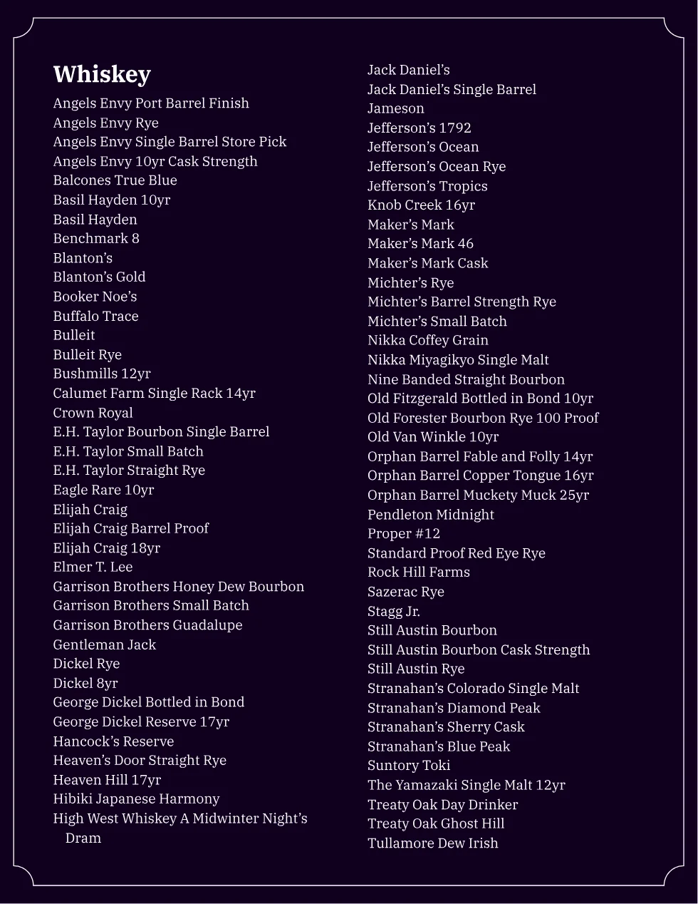 Published menu for Lonesome Dove Western Bistro; open the source link for the full menu