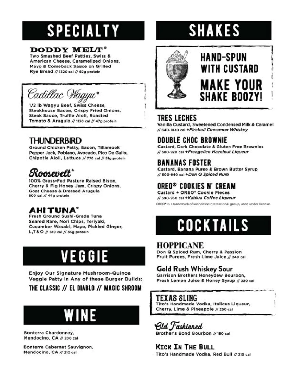 Published menu for HOPDODDY BURGER BAR; open the source link for the full menu