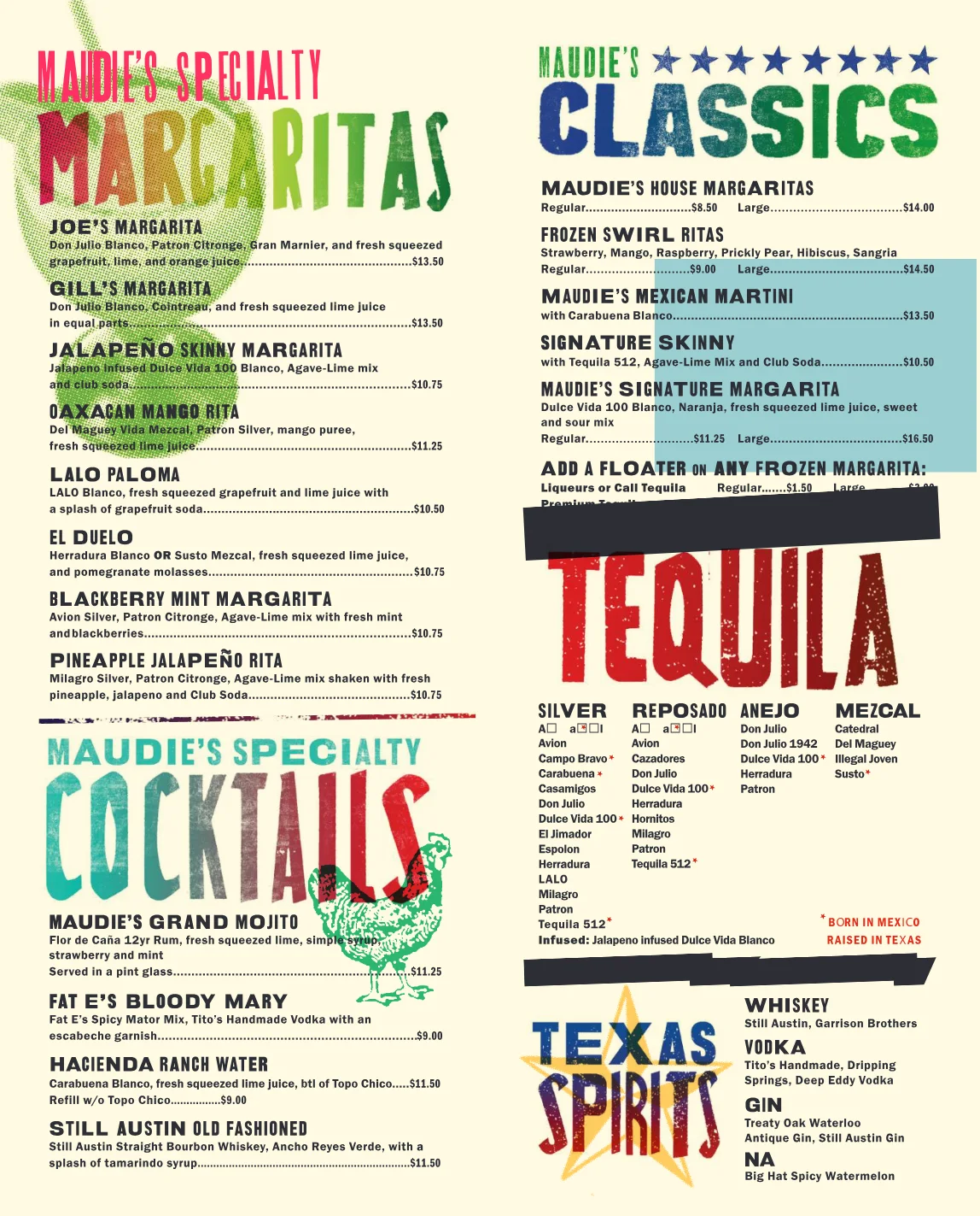 Published menu for Maudie's Cafe; open the source link for the full menu