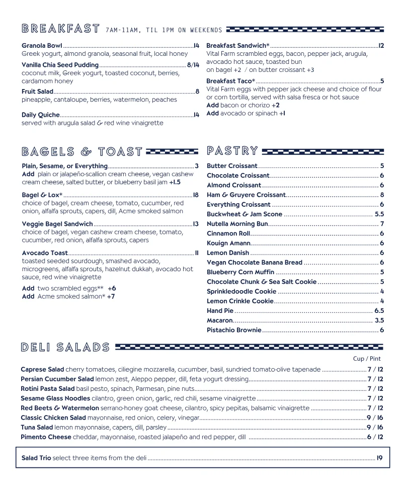 Published menu for Swedish Hill Bakery; open the source link for the full menu