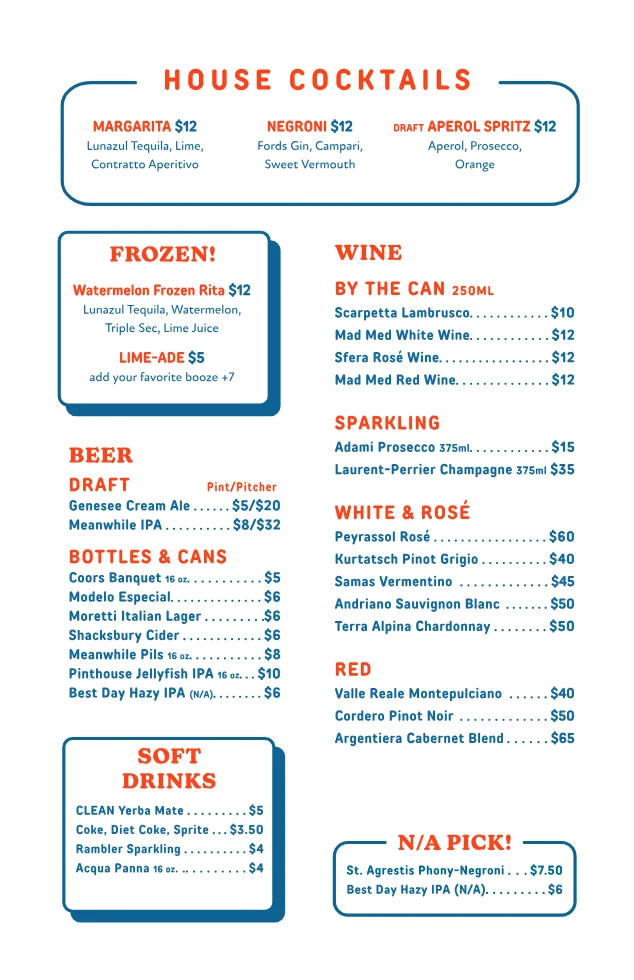 Published menu for Favorite Pizza; open the source link for the full menu