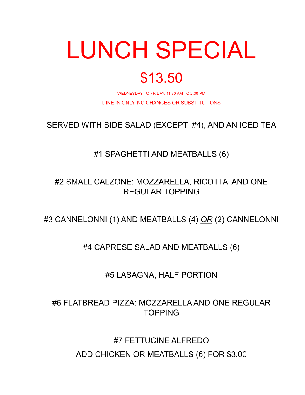 Published menu for Palermo Pasta House; open the source link for the full menu