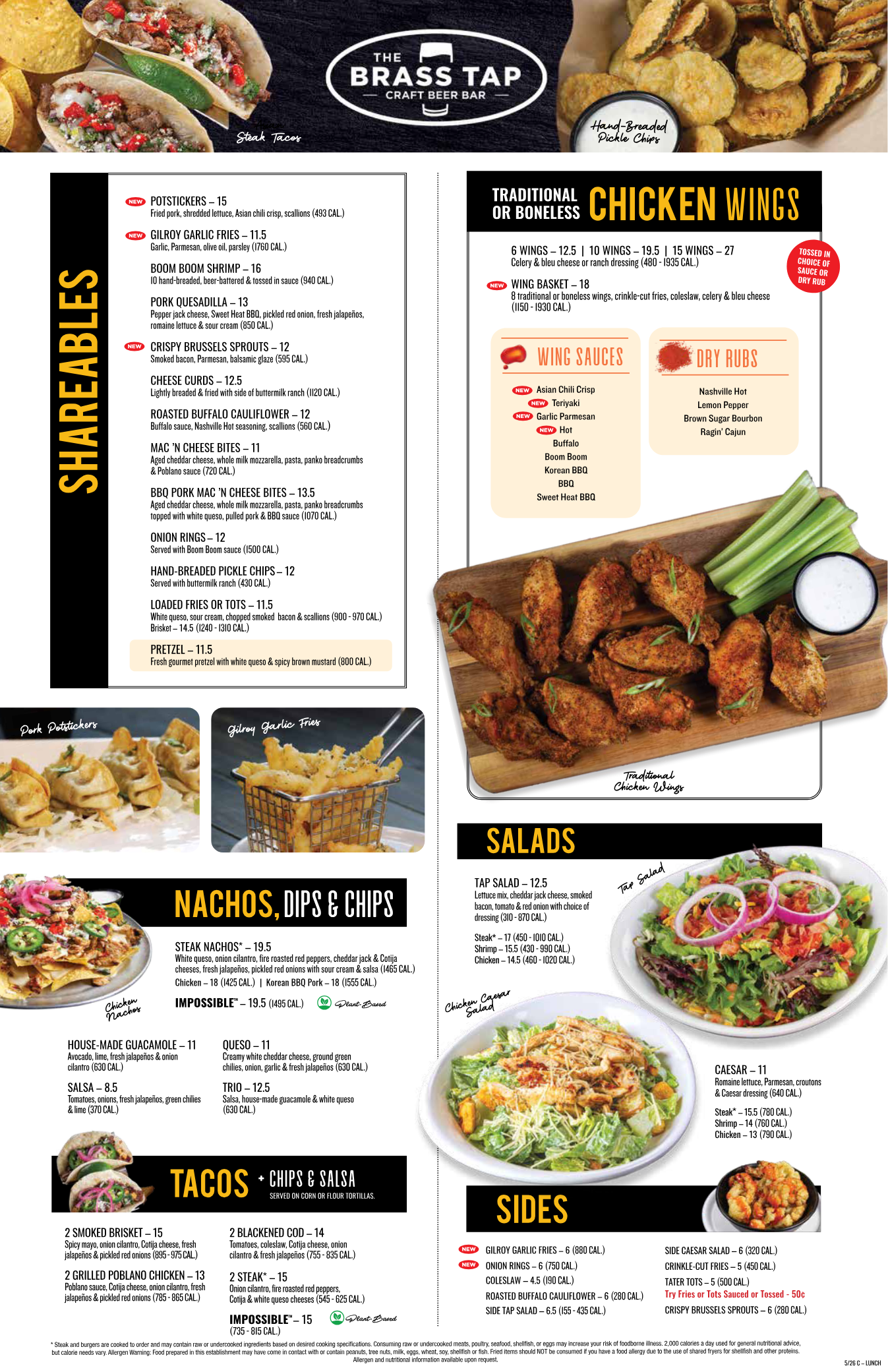 Published menu for The Brass Tap; open the source link for the full menu
