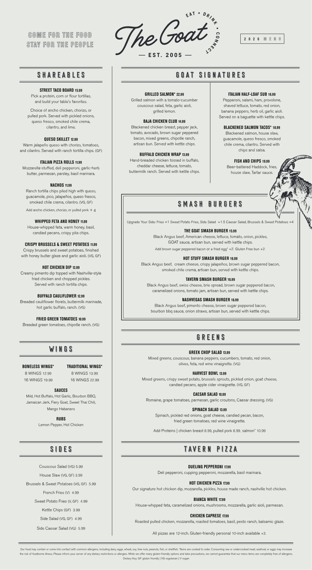 Published menu for The Goat Pflugerville; open the source link for the full menu