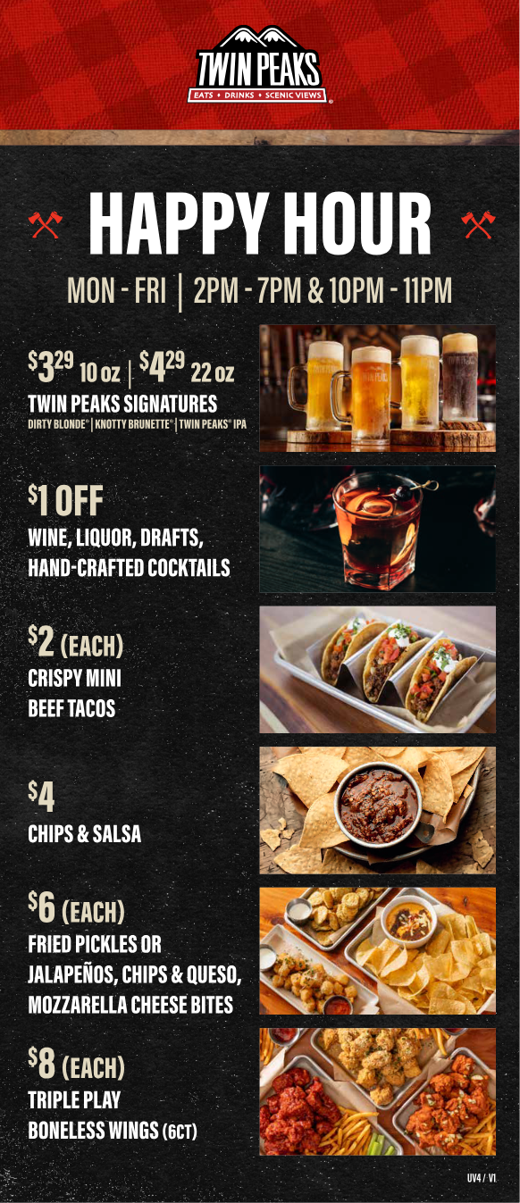 Published menu for Twin Peaks; open the source link for the full menu